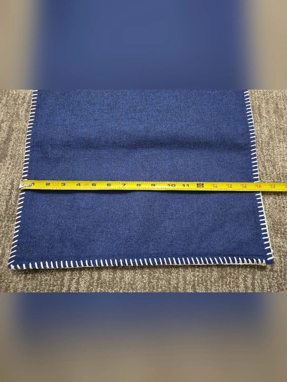 Navy Blue Table Runner White Whipstitch Coastal Farmhouse Nautical Beach 16x90